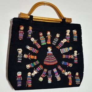 Handmade mexican bag with wooden handles